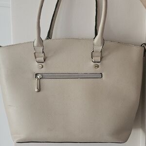 Everyday Cream Structured Tote with Front Zip
